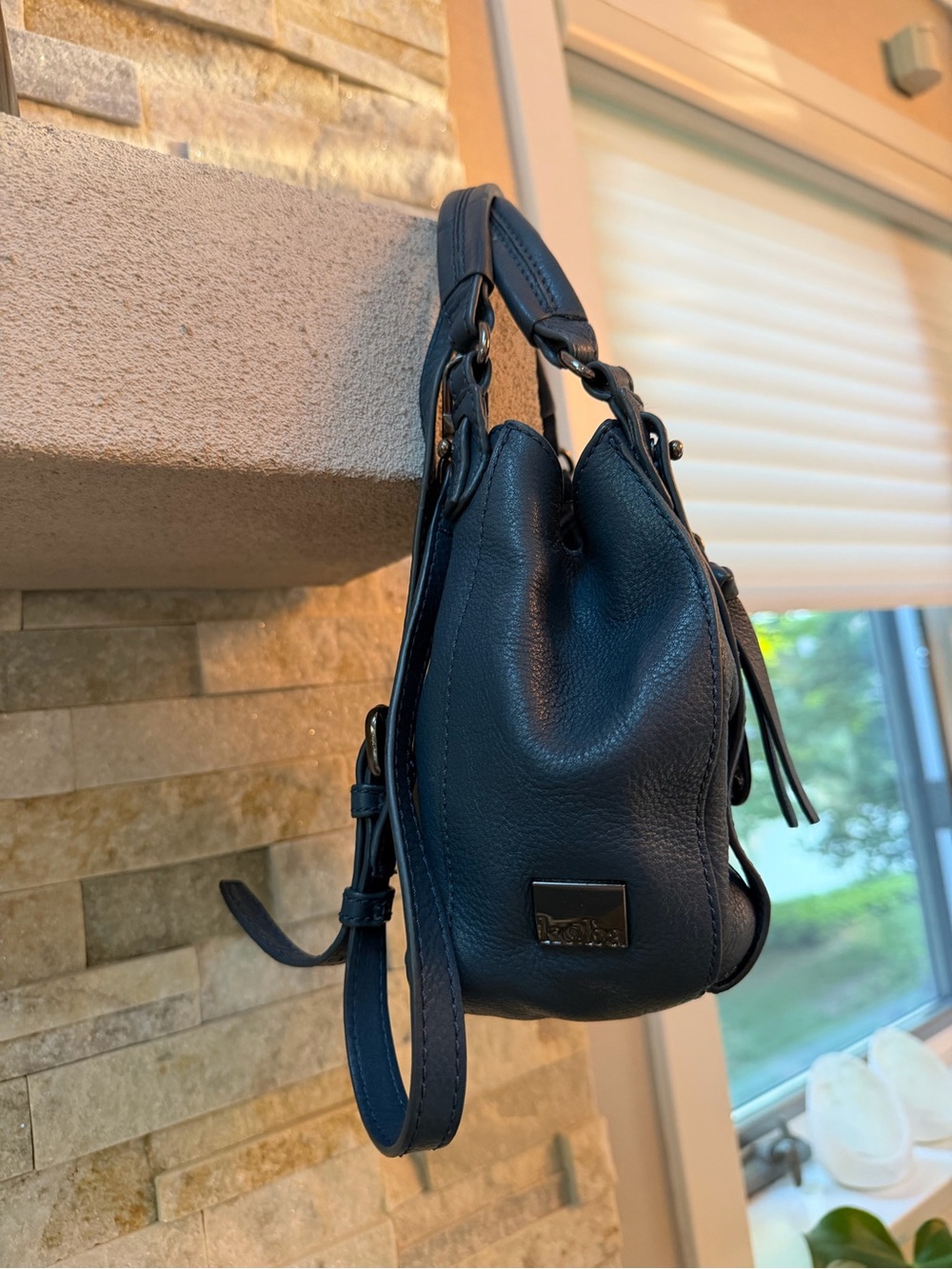 Kooba Jonnie Mini Leather Shopper Shoulder Bag in Dark Slate (Blue) - Picture 5 of 7